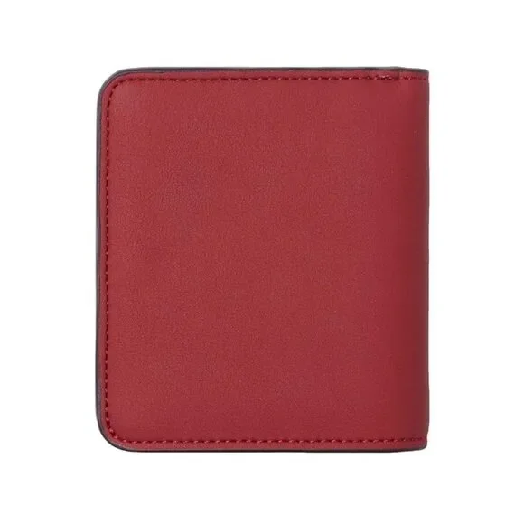 Deep Red Leather Compact Wallet - Picture 5 of 5